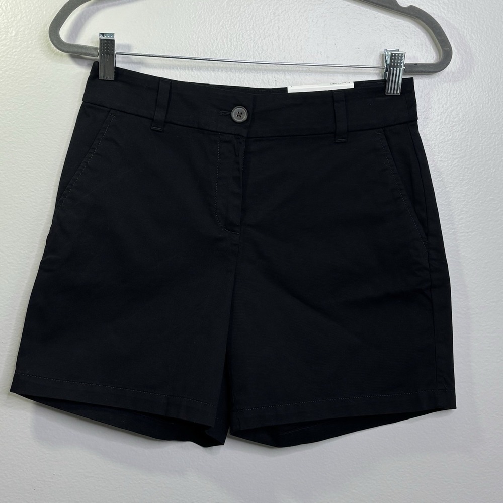Loft Curvy Mid Rise 6" Black Shorts Size 0 NWT